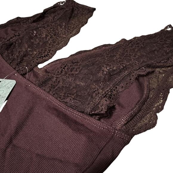 FP FREE PEOPLE INTIMATELY Power Play Cami Lace Tank Top Bittersweet Brown NWT M - Picture 6 of 7